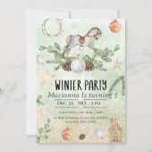 ロッキングホースクリスマスバースデーパーティーの招待状 招待状 (正面)