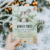 ロッキングホースクリスマスバースデーパーティーの招待状 招待状