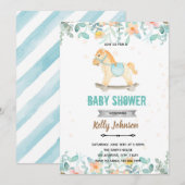 ロッキングホースシャワー誕生日パーティー招待状 招待状 (正面/裏面)