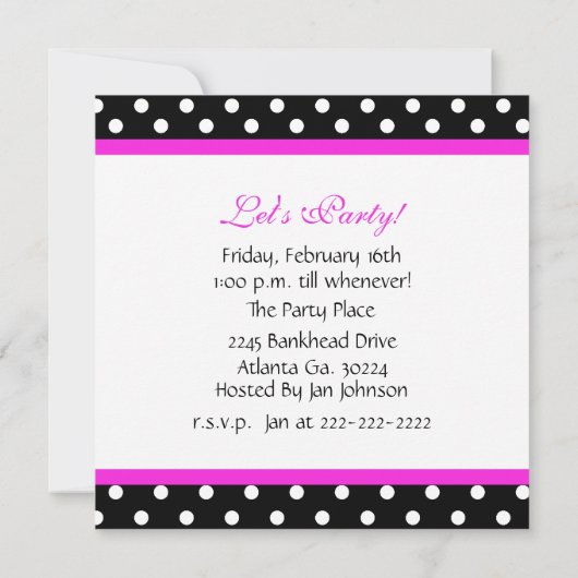 ロッキングホースバースデーパーティーの招待 招待状 (裏面)