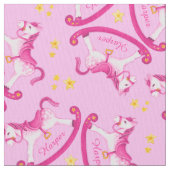 ロッキングホースピンクの女の子の名前ハーパー子供部屋 ファブリック (クローズアップ)