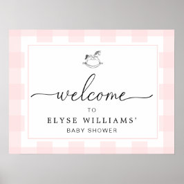 ロッキングホースピンクギンガムウェルカムサイン ポスター