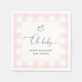 ロッキングホースピンクギンガムオベビー紙ナプキン スタンダードカクテルナプキン (正面)