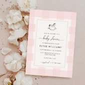 ロッキングホースピンクジンガムベビーシャワー招待状 招待状