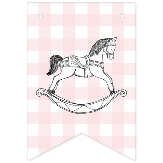 ロッキングホースピンクジンガム誕生日バンティングバナー バンティングフラッグ (第1の旗)