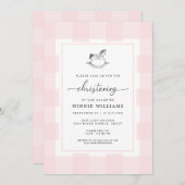 ロッキングホースピンクジンガム《キリスト教》洗礼式や命名式招待状 招待状 (正面/裏面)