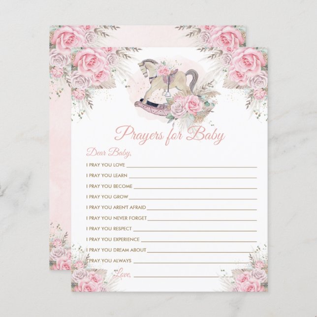 ロッキングホースピンクパンパスグラス祈りの言葉用ベビー (正面/裏面)