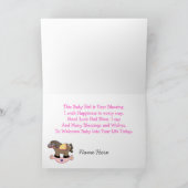 ロッキングホースピンクベビーガールグリーティングカード カード (内部)