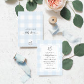 ロッキングホースブルーギンガムベビーシャワー招待状 招待状