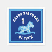 ロッキングホースブルーボーイバースデーパーティー スタンダードカクテルナプキン (正面)