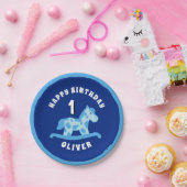 ロッキングホースブルーボーイバースデーパーティー ペーパープレート (パーティー)