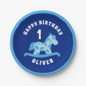 ロッキングホースブルーボーイバースデーパーティー ペーパープレート (正面)
