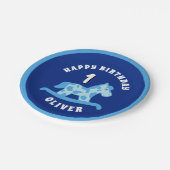 ロッキングホースブルーボーイバースデーパーティー ペーパープレート (アングル)