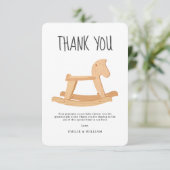 ロッキングホースベイビーシャワー ミニマリスト ジェンダーニュートラル サンキューカード (スタンド正面)