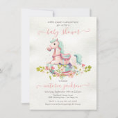 ロッキングホースリトル女性のカーボーイベビーシャワー 招待状 (正面)