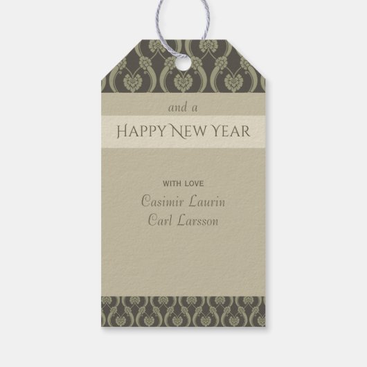 ロッキングホース上のクリスマスのカールLarsson少年CC1062 ギフトタグ (裏面)