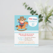 ロッキングホース上の可愛いカウボーイ子供の誕生日パーティー 招待状 (スタンド正面)