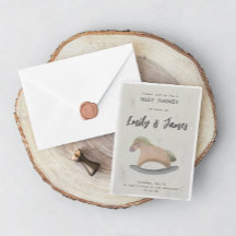 ロッキングホース付きベビースシャワー招待状