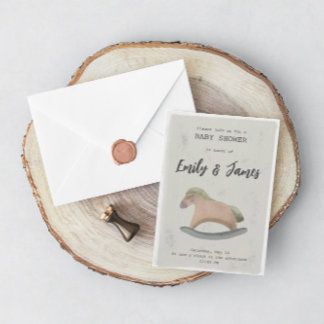 ロッキングホース付きベビースシャワー招待状 招待状