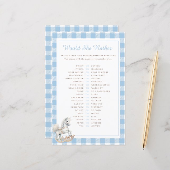 ロッキングホース彼女はむしろ赤ちゃんシャワーゲーム (正面/裏面インサイチュ)