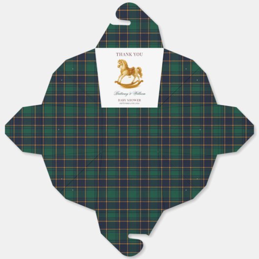 ロッキングホース格子付きカップル赤ちゃんシャワー フェイバーボックス (見開き)