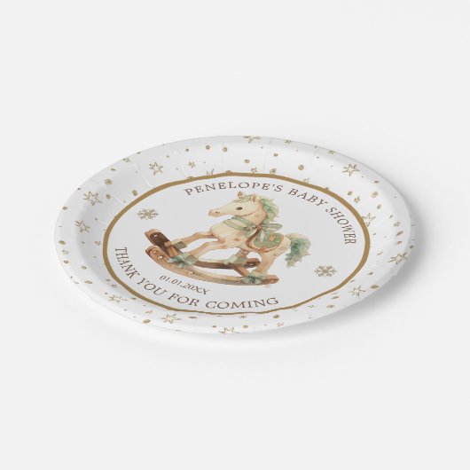 ロッキングホース赤ちゃんシャワーありがとう ペーパープレート (アングル)