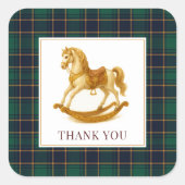 ロッキングホース赤ちゃんシャワーエレガントタータンチェックプレイド スクエアシール (正面)
