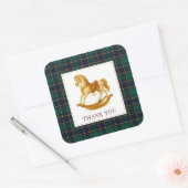 ロッキングホース赤ちゃんシャワーエレガントタータンチェックプレイド スクエアシール (封筒)