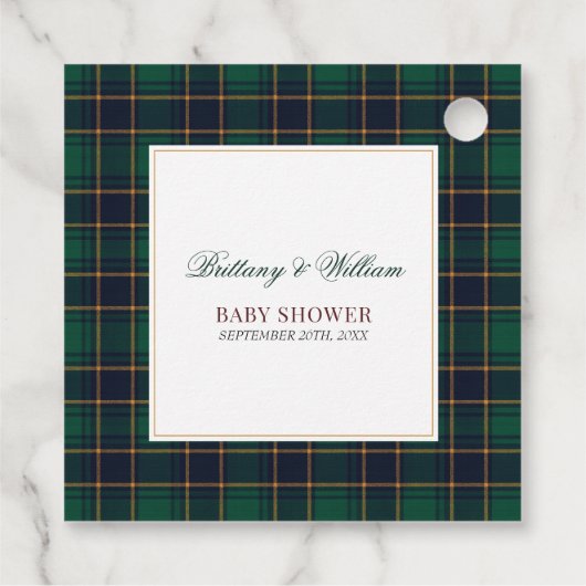 ロッキングホース赤ちゃんシャワーエレガントタータンチェックプレイド フェイバータグ (裏面)