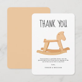 ロッキングホース赤ちゃんシャワーミニマリストジェンダーヌートラ サンキューカード