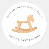 ロッキングホース赤ちゃんシャワーミニマリストジェンダーヌートラ ラウンドシール (正面)