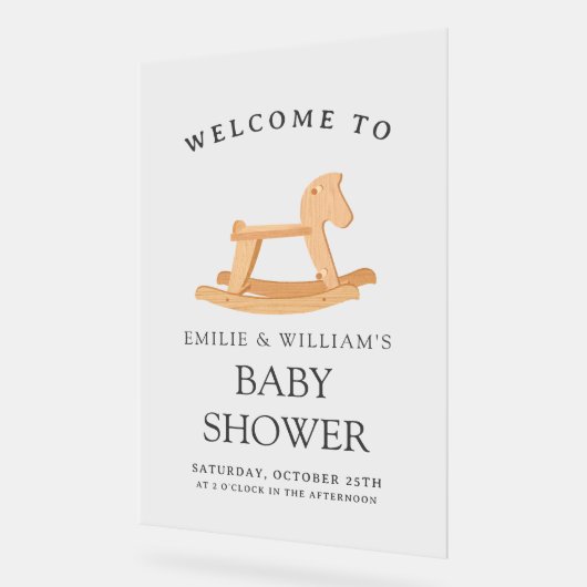 ロッキングホース赤ちゃんシャワーミニマル赤ちゃんシャワー アクリルサイン (傾斜)