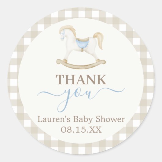 ロッキングホース赤ちゃんシャワーラウンドステッカー ラウンドシール (正面)
