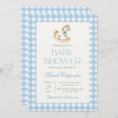 ロッキングホース赤ちゃんシャワー少年の招待 招待状 (正面/裏面)