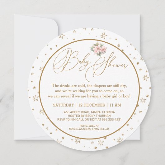 ロッキングホース赤ちゃんシャワー招待状 招待状 (裏面)