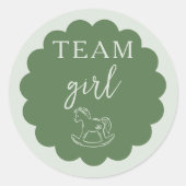 ロッキングホース セージグリーン Team Girl 性別お披露目 ラウンドシール (正面)