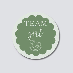 ロッキングホース セージグリーン Team Girl 性別お披露目 ラウンドシール