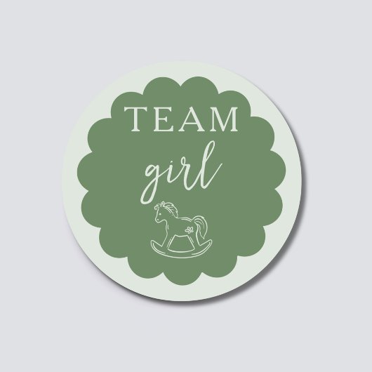 ロッキングホース セージグリーン Team Girl 性別お披露目 ラウンドシール