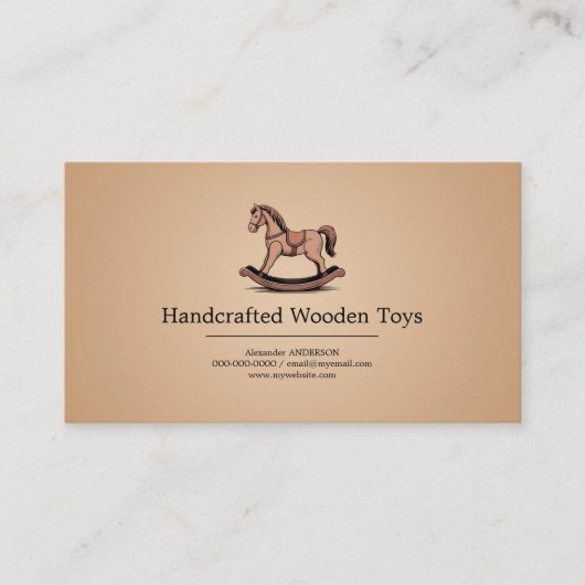 ロッキングホース – 木製のおもちゃについて 名刺 (正面)