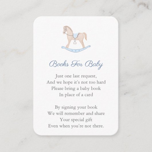 ロッキング名門私立校風の馬の赤ちゃんシャワーが本を持ってくる エンクロージャーカード (正面)