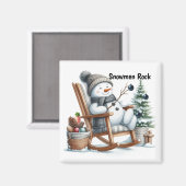 ロッキング椅子磁石における雪だるま マグネット (正面/裏面)