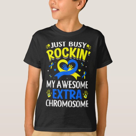 ロッキング私の超染色体世界ダウン症候群Aw Tシャツ (正面)