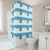 ロッキング踊り雪だるまクリスマスシャワーカーテン シャワーカーテン (インサイチュ)