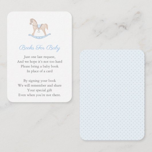 ロッキング馬が本の赤ちゃんシャワーを持ってくる エンクロージャーカード (正面/裏面)