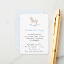 ロッキング馬が本の赤ちゃんシャワーを持ってくる