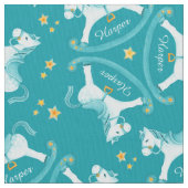 ロッキング馬アクアイエローキッズ名子供部屋生地 ファブリック (クローズアップ)