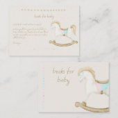 ロッキング馬ブルーピンクジェンダーブックベビー エンクロージャーカード (正面/裏面)