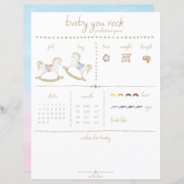 ロッキング馬ブルーピンク赤男女兼用ちゃんシャワー (正面/裏面)