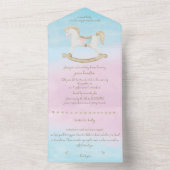 ロッキング馬ブルーピンク赤男女兼用ちゃんシャワー オールインワン招待状 (内側)