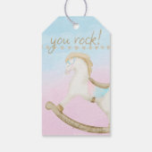 ロッキング馬ブルーピンク赤男女兼用ちゃんシャワー ギフトタグ (裏面)